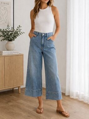 Everlane Mariner Cropped Jeans‎ Women 24R Blue Organic Cotton High Rise NWT